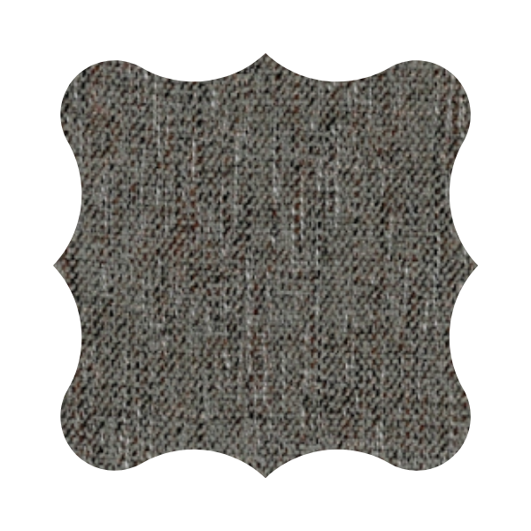 Close-up of a dark grey, textured chenille fabric swatch with a decorative border.