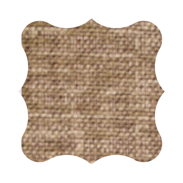Close-up of a light beige, textured chenille fabric swatch with a decorative border.
